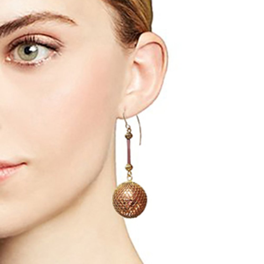 Neinam Marcus Gold Large Beads Ball/Dome Earrings Saks 14K Gold Plated Hooks